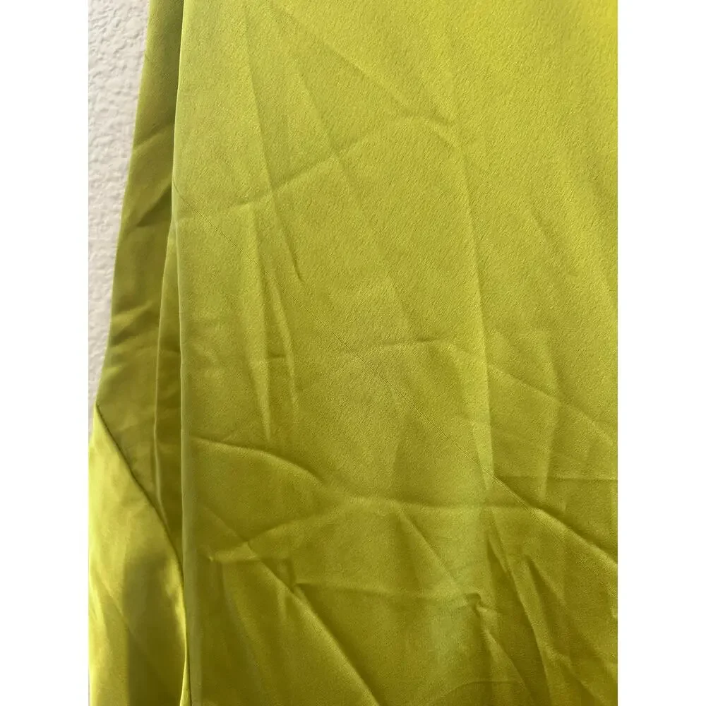 Show Me Your Mumu Jasmine Fringe Maxi in Chartreuse Luxe Satin L NWT - Picture 8 of 9